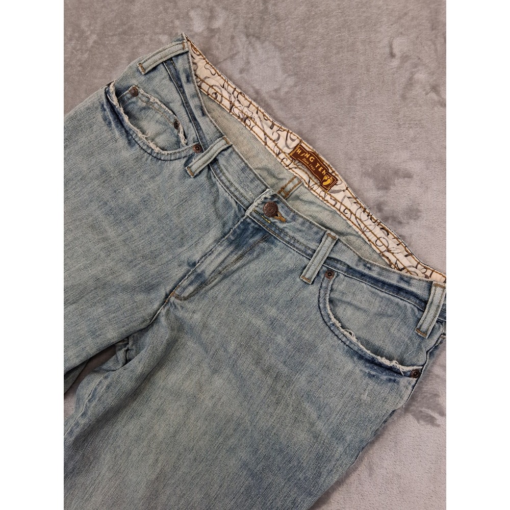 Hang Ten Womens Sz 11 34x30.5 Boho Flare Bell Bottom Wide Leg Distressed Jeans